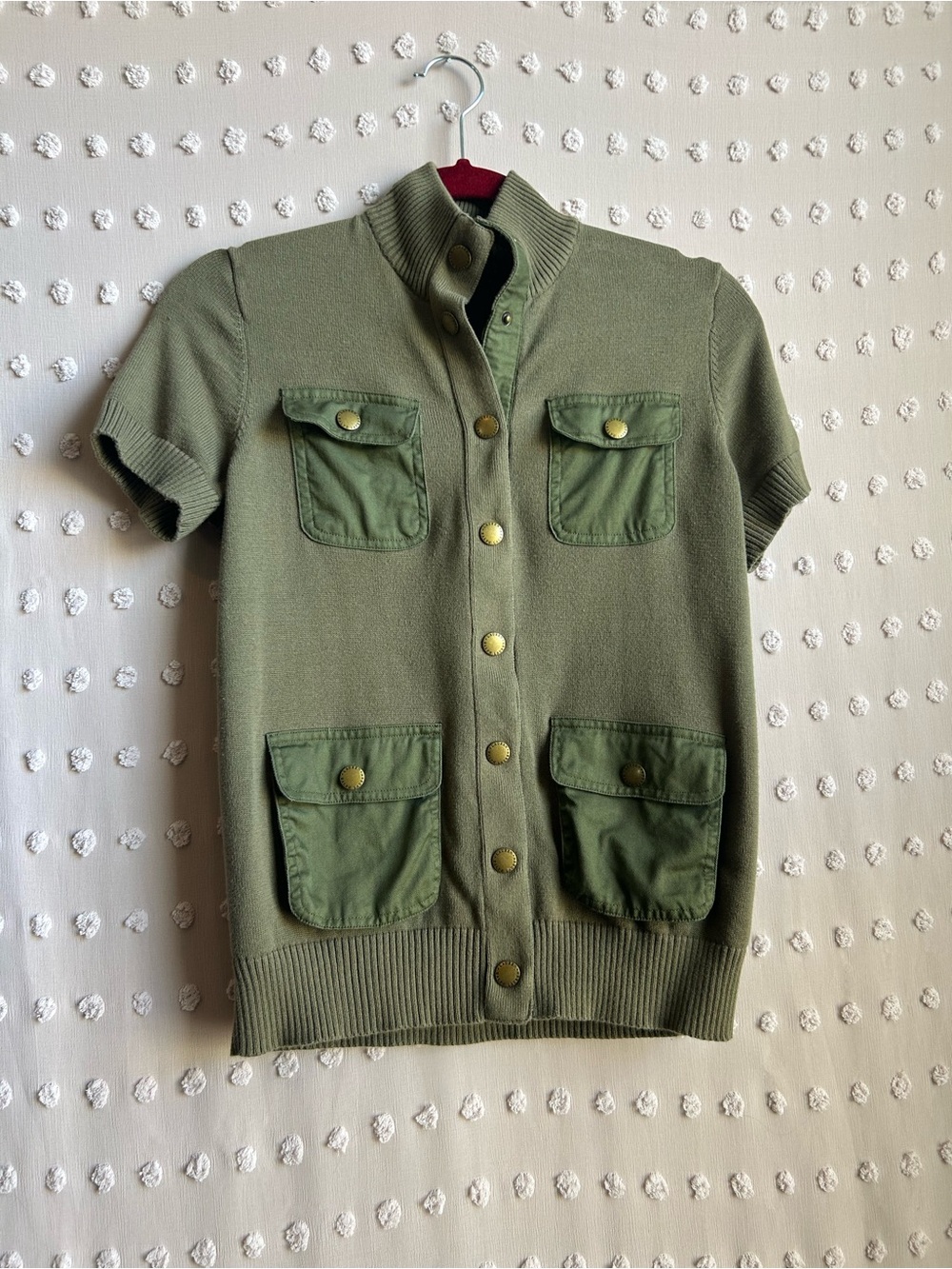 Lauren Ralph Lauren‎ Vintage Short Sleeve Military Patch Cardigan Sweater Sz M
